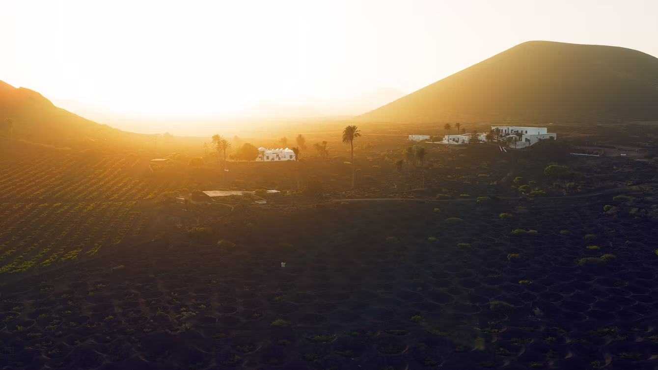 Morning haze on a mountain ridge above the coast